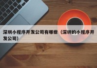 深圳小程序开发公司有哪些（深圳的小程序开发公司）