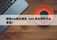 精准seo优化排名（seo 优化排名什么意思）